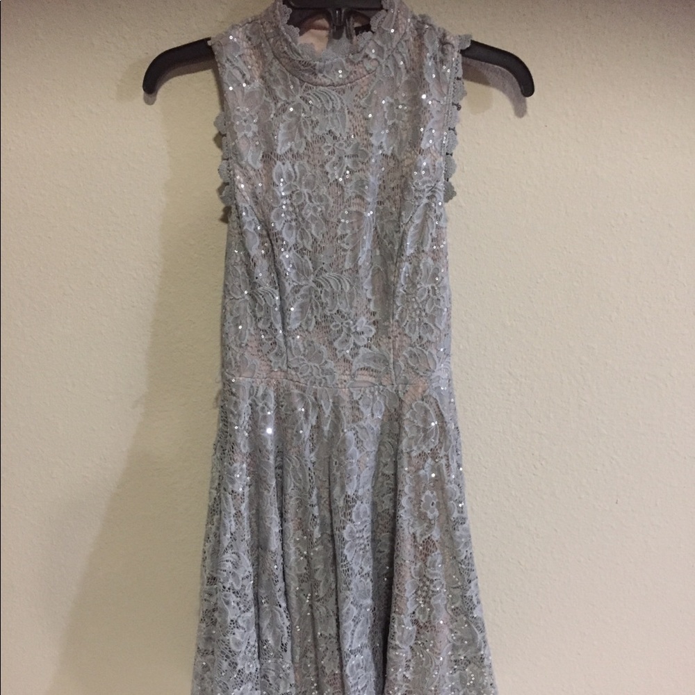 Sequin high-collar dress